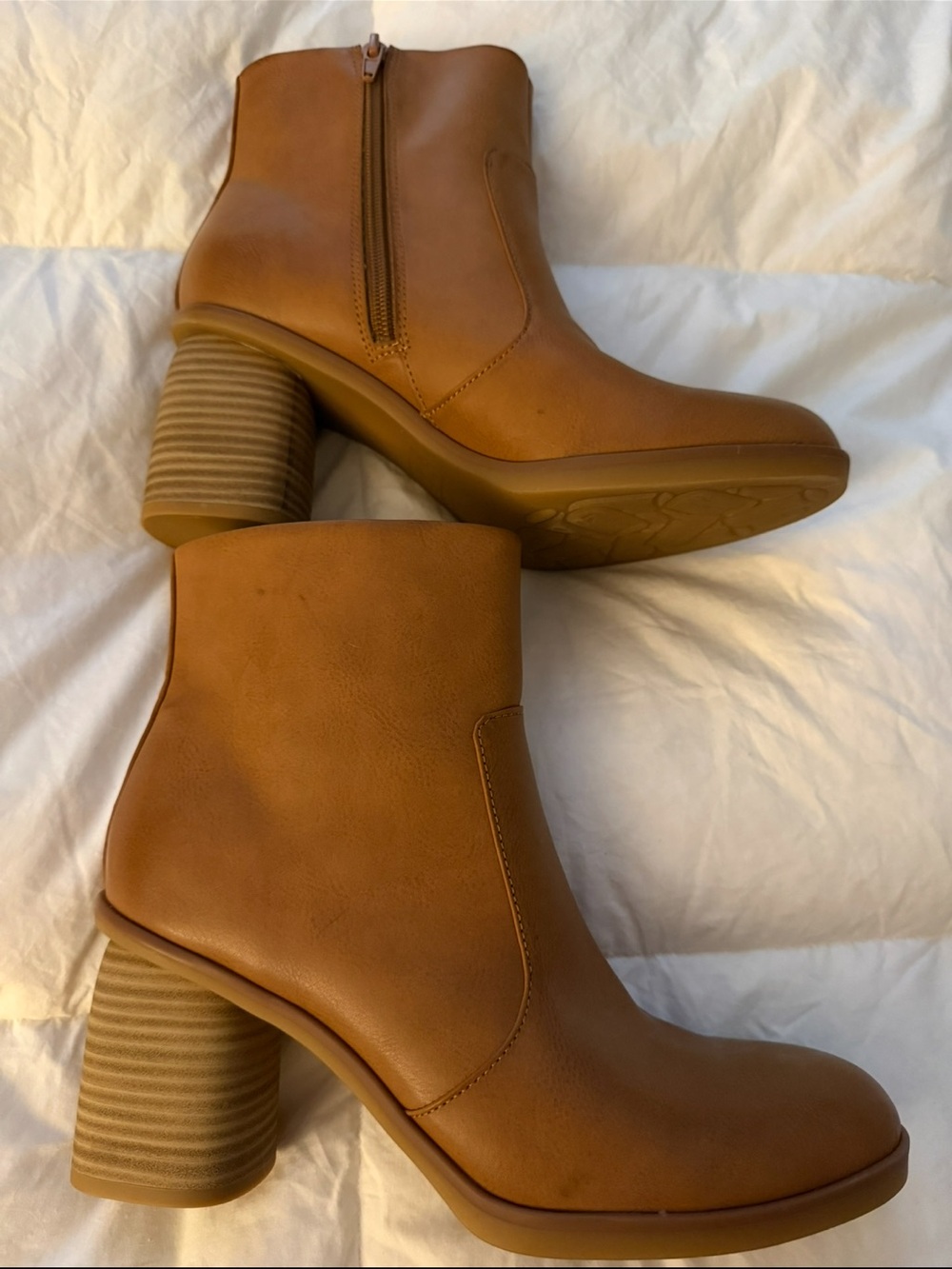 Kork-Ease Tan Leather Block-Heel Ankle Boots Size 8.5 New without tags